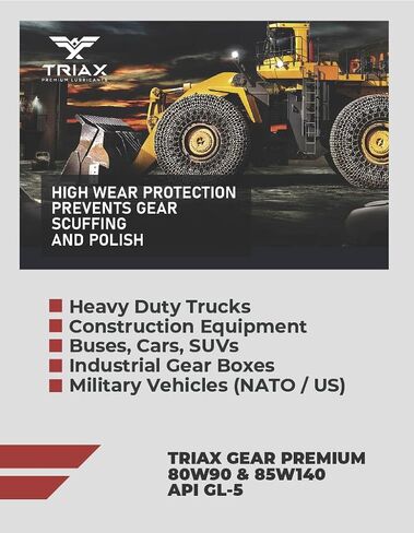 Triax Gear Premium LS 80W-90، GL-5 محدود الانزلاق، ناقل حركة يدوي، أنظمة تروس Hypoid، تروس تفاضلية، معتمد من الناتو العسكري، أوسع نطاق لمواصفات OEM (1 جالون) in Saudi Arabia