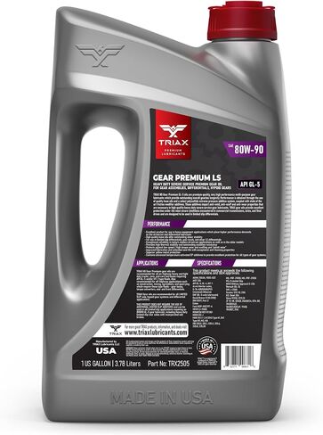 Triax Gear Premium LS 80W-90، GL-5 محدود الانزلاق، ناقل حركة يدوي، أنظمة تروس Hypoid، تروس تفاضلية، معتمد من الناتو العسكري، أوسع نطاق لمواصفات OEM (1 جالون) in Saudi Arabia