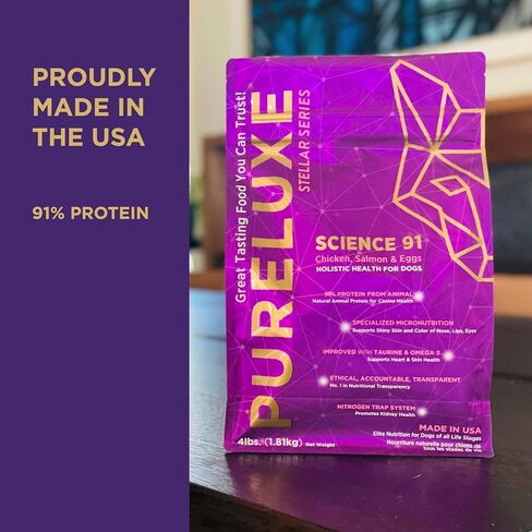 طعام الكلاب Pureluxe الخالي من الحبوب والغلوتين، Stellar Science 91، الدجاج والسلمون والبيض، لجميع مراحل الحياة، صنع في الولايات المتحدة الأمريكية، 22 رطلاً in Saudi Arabia