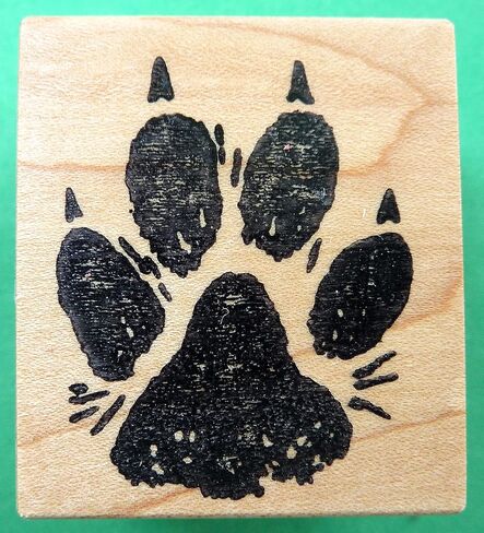 ختم مطاطي بطباعة مخالب الكلب، كبير، 1 بوصة × 1-3/8 بوصة، مثبت على الخشب in Kuwait