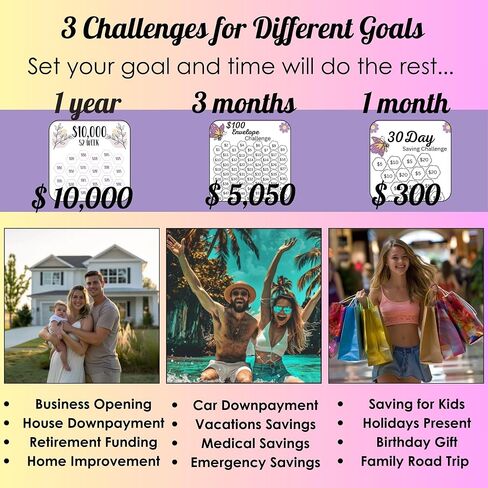 100 Envelopes Money Saving Challenge - Money Saving Binder - Savings Challenges Book with Envelopes - 100 Envelope Challenge Binder - Savings Binder - Envelope Savings Challenge Book (Silver) in Saudi Arabia