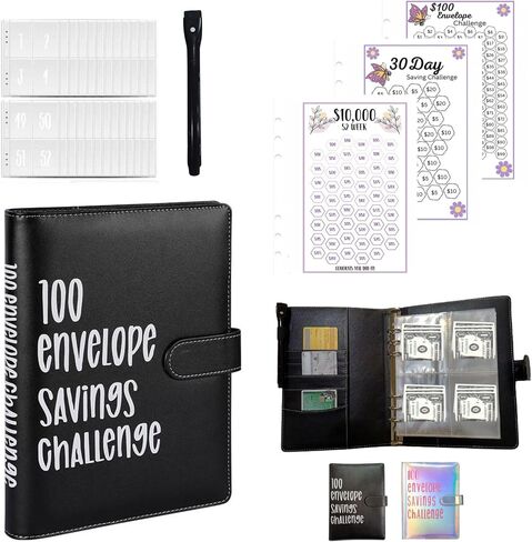100 Envelopes Money Saving Challenge - Money Saving Binder - Savings Challenges Book with Envelopes - 100 Envelope Challenge Binder - Savings Binder - Envelope Savings Challenge Book (Silver) in Saudi Arabia