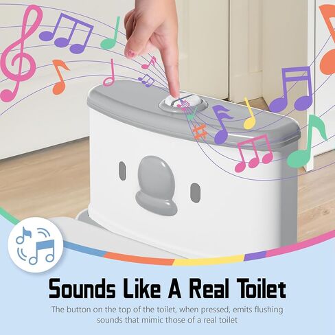 مرحاض تدريب الأطفال على استخدام المرحاض للأطفال الصغار من UNCLE WU - يشتمل على مقعد قابل للفصل وأصوات تشجيع، ونونية للأطفال، ومقعد مرحاض للأعمار من 18 شهرًا فما فوق (رمادي أبيض) in Kuwait