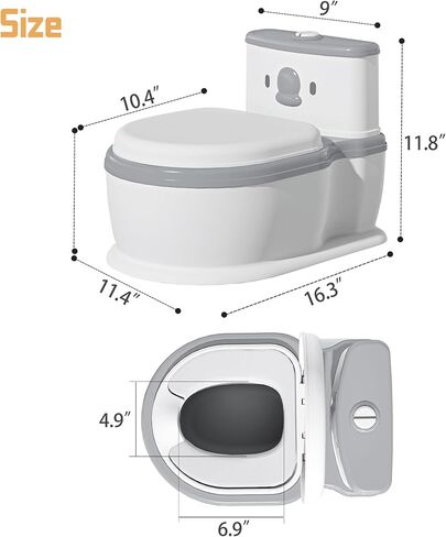 مرحاض تدريب الأطفال على استخدام المرحاض للأطفال الصغار من UNCLE WU - يشتمل على مقعد قابل للفصل وأصوات تشجيع، ونونية للأطفال، ومقعد مرحاض للأعمار من 18 شهرًا فما فوق (رمادي أبيض) in Kuwait