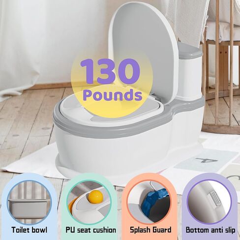 مرحاض تدريب الأطفال على استخدام المرحاض للأطفال الصغار من UNCLE WU - يشتمل على مقعد قابل للفصل وأصوات تشجيع، ونونية للأطفال، ومقعد مرحاض للأعمار من 18 شهرًا فما فوق (رمادي أبيض) in Kuwait