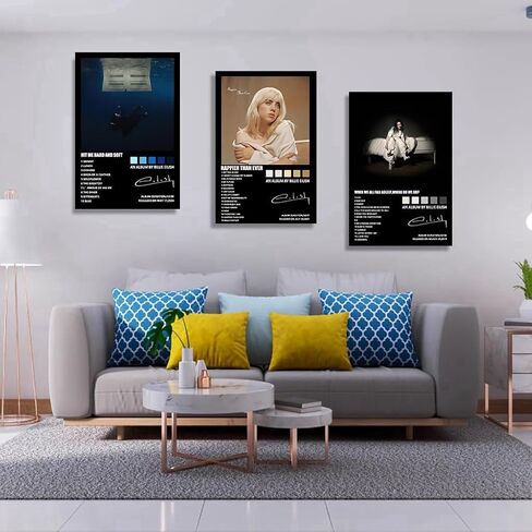 Singer Poster Music Hit Me Hard and Soft Happier Than Ever Album Cover Poster 3pcs Suitable for Room Aesthetic Art Decoration Canvas Poster (Unframe 8x12inch) in Saudi Arabia