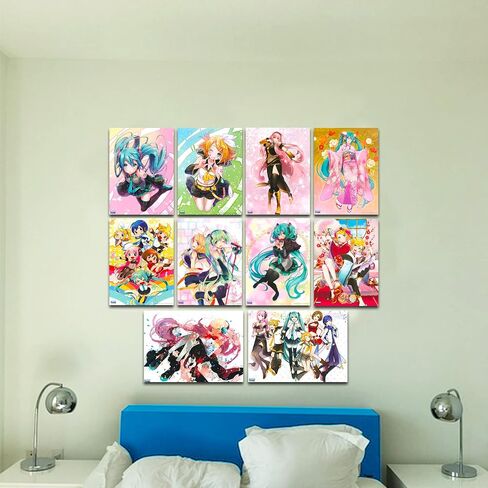 حزمة ملصقات Hatsune Miku - 12 حزمة من ديكورات Hatsune Miku للفتيات والأولاد وغرفة Hatsune Miku وديكور غرفة Hatsune Miku والمزيد (ديكورات حفلات Hatsune Miku) in Saudi Arabia