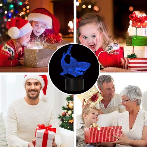 هدايا سمك القرش من فولوسون، ضوء ليلي ثلاثي الأبعاد للأطفال (4 أنماط) مع جهاز تحكم عن بعد 16 لونًا متغيرًا وظيفة عكس الضوء، هدايا عيد الميلاد للأطفال (القرش، الحوت، السلحفاة، الدلفين) in Kuwait
