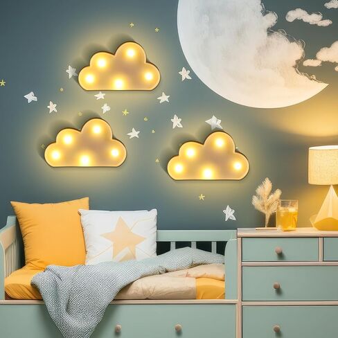 Tujoe 6 Pcs LED Cloud Lamp Decorative Cloud Night Light LED Light up Cloud for Nursery Baby Room Decor Birthday Party Holiday Decorations in Saudi Arabia