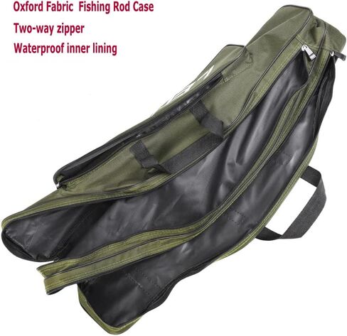 Fishing Rod Case 2 Layers Fishing Rod Bag Portable Folding Fishing Rod Carrier Case Fishing Reel Tackle Storage 80cm/32 inches in Saudi Arabia