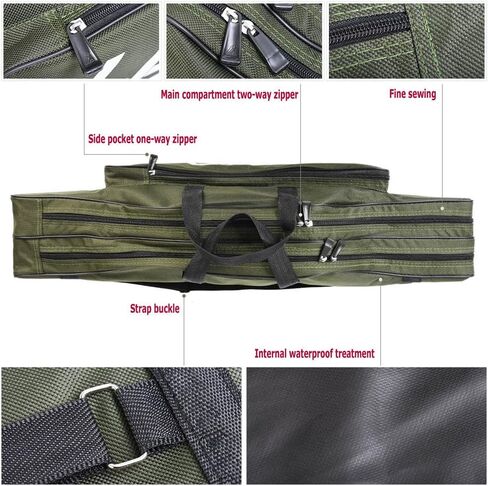 Fishing Rod Case 2 Layers Fishing Rod Bag Portable Folding Fishing Rod Carrier Case Fishing Reel Tackle Storage 80cm/32 inches in Saudi Arabia