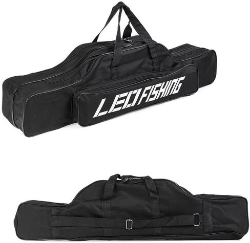Fishing Rod Case 2 Layers Fishing Rod Bag Portable Folding Fishing Rod Carrier Case Fishing Reel Tackle Storage 80cm/32 inches in Saudi Arabia