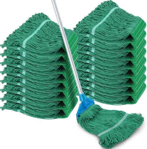 Roshtia 16 Pack Commercial Mop Head Replacements Looped End Wet Mop Head Heavy Duty Mop Heads Cotton String Mops Industrial Cleaning Mop Head Refills for Commercial Industrial Home (Blue, Yellow) in Saudi Arabia