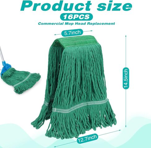 Roshtia 16 Pack Commercial Mop Head Replacements Looped End Wet Mop Head Heavy Duty Mop Heads Cotton String Mops Industrial Cleaning Mop Head Refills for Commercial Industrial Home (Blue, Yellow) in Saudi Arabia