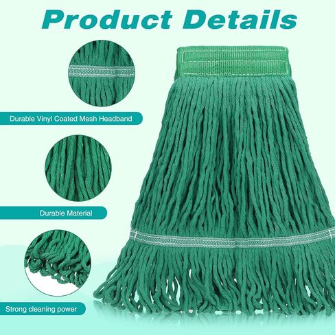 Roshtia 16 Pack Commercial Mop Head Replacements Looped End Wet Mop Head Heavy Duty Mop Heads Cotton String Mops Industrial Cleaning Mop Head Refills for Commercial Industrial Home (Blue, Yellow) in Saudi Arabia