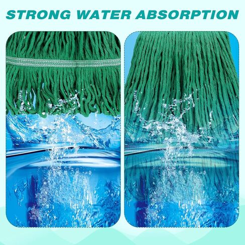 Roshtia 16 Pack Commercial Mop Head Replacements Looped End Wet Mop Head Heavy Duty Mop Heads Cotton String Mops Industrial Cleaning Mop Head Refills for Commercial Industrial Home (Blue, Yellow) in Saudi Arabia
