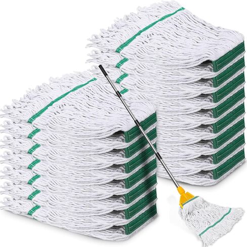 Roshtia 16 Pack Commercial Mop Head Replacements Looped End Wet Mop Head Heavy Duty Mop Heads Cotton String Mops Industrial Cleaning Mop Head Refills for Commercial Industrial Home (Blue, Yellow) in Saudi Arabia