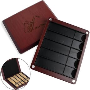 Kmise Wooden Reed Case with Magnetic Closure, Dual-Sided Storage Design, 10 Reed Capacity for Saxophone, Clarinet (Red) in Saudi Arabia
