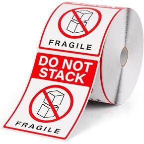 500 PCS Do Not Stack Labels 4 x 3 Inches Vinyl Fragile Stickers | Waterproof Tear Resistant Label for Shipping Moving Packing Strong Adhesive Sticker in Kuwait