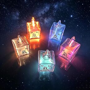 5pcs Noble Gas Plasma Tube Set, Rare Gases Neon Light, with Element Data Engraving, (He/Ne/Ar/Kr/Xe), 99.999% High Purity Rare for Students Teacher Science Lover Collection in Kuwait