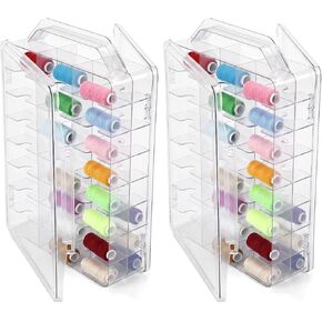 2 Pack Thread Holder, 46 Grid Double Sided Thread Organizer, Clear Plastic Sewing Box for Embroidery Floss, Nail Polish, Beads, Small Crafts, 13x10x3.4 Inches in Saudi Arabia