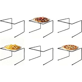 6 PCS Square Black Pizza Stand Holder with Non-Slip Pads, Metal Pizza Pan Display Rack, Tabletop Food Platter Riser Serving Tray for Buffet, Restaurant, Party & Home in Saudi Arabia