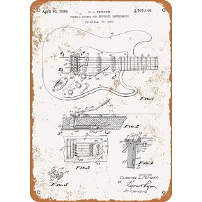 10 × 14 علامة معدنية - براءة اختراع جيتار كهربائي تريمولو 1956 - مظهر صدئ عتيق in Kuwait