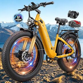 8000W Peak Dual Motor Electric Bike for Adults, 50 MPH Fast Ebike, Up to 100 Miles, 26" Fat Tire Front Suspension Off-Road Commuter Mountain Bike with Adjustable Stem & Front Rear Turn Signals in Kuwait