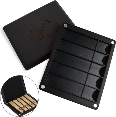 Kmise Wooden Reed Case with Magnetic Closure, Dual-Sided Storage Design, 10 Reed Capacity for Saxophone, Clarinet (Red) in Saudi Arabia