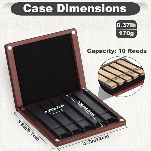 Kmise Wooden Reed Case with Magnetic Closure, Dual-Sided Storage Design, 10 Reed Capacity for Saxophone, Clarinet (Red) in Saudi Arabia