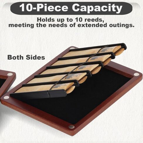 Kmise Wooden Reed Case with Magnetic Closure, Dual-Sided Storage Design, 10 Reed Capacity for Saxophone, Clarinet (Red) in Saudi Arabia