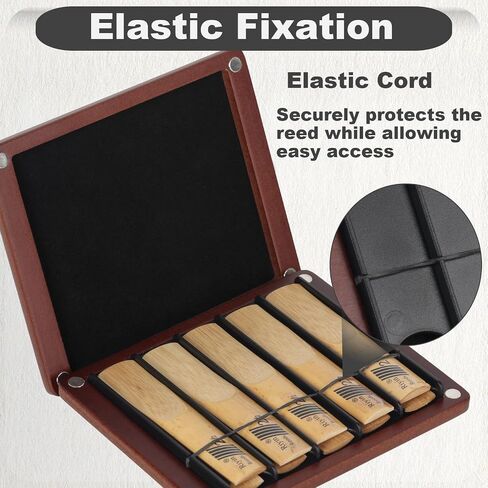 Kmise Wooden Reed Case with Magnetic Closure, Dual-Sided Storage Design, 10 Reed Capacity for Saxophone, Clarinet (Red) in Saudi Arabia