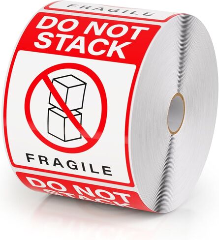 500 PCS Do Not Stack Labels 4 x 3 Inches Vinyl Fragile Stickers | Waterproof Tear Resistant Label for Shipping Moving Packing Strong Adhesive Sticker in Kuwait
