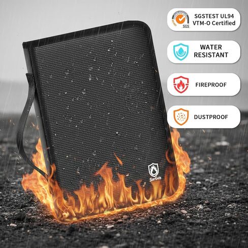 كتاب طوابع مقاوم للحريق مكون من 12 صفحة، ألبوم مجموعة عناصر طوابع بريدية 1300 درجة فهرنهايت لأحجام متعددة مدمج في رقائق ألومنيوم معزولة مقاومة للحريق، مجلد تخزين لطوابع بريد النقود الورقية - أسود in Kuwait