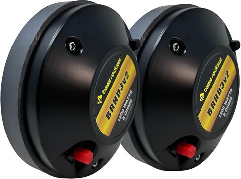 Bass Rockers BRHD3v2 Bolt-On Horn Compression Driver - 2" Throat, 3" Voice Coil, 8 Ohm, 600W RMS / 1200W Program, 110dB Sensitivity, Aluminum Housing Pro Car Audio & PA Horn Driver (2 Pack) in Kuwait