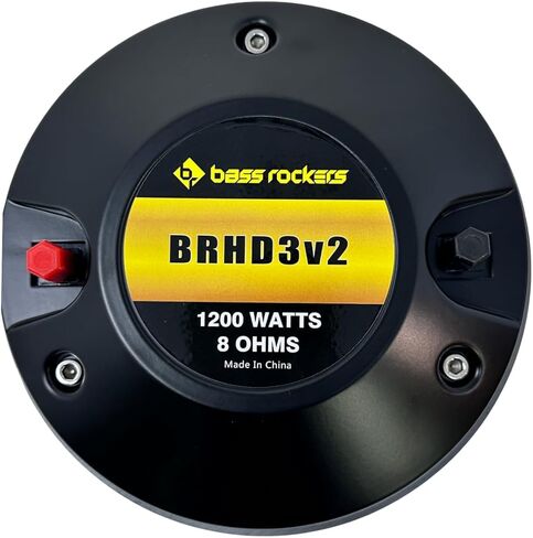 Bass Rockers BRHD3v2 Bolt-On Horn Compression Driver - 2" Throat, 3" Voice Coil, 8 Ohm, 600W RMS / 1200W Program, 110dB Sensitivity, Aluminum Housing Pro Car Audio & PA Horn Driver (2 Pack) in Kuwait