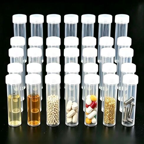 50 Pack 7ml Plastic Sample Bottles, Clear Mini Vials with Lids, Small Leak-Proof Travel Containers for Essential Oils, Cosmetic Samples, Lab Specimens & Beads in Kuwait