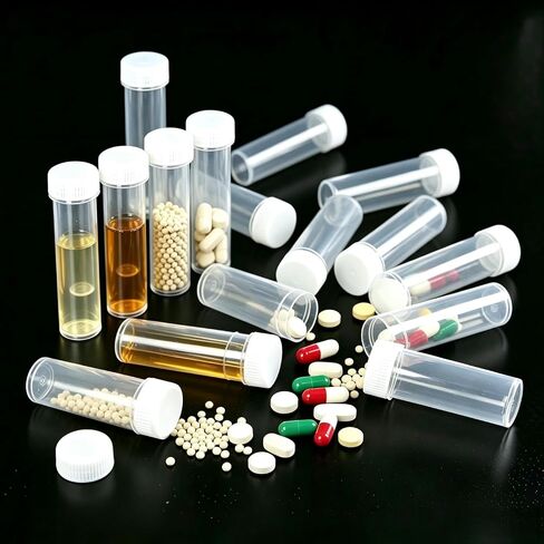 50 Pack 7ml Plastic Sample Bottles, Clear Mini Vials with Lids, Small Leak-Proof Travel Containers for Essential Oils, Cosmetic Samples, Lab Specimens & Beads in Kuwait