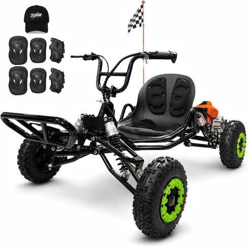 Zyliathor 212cc 4-Stroke Go Kart تعمل بالغاز، CVT Go Kart مع سلسلة 420، حتى 45 ميلاً في الساعة، قرص خلفي هيدروليكي، تعليق مستقل رباعي العجلات، إطارات 145/70-6، للمراهقين والبالغين، مسارات الفناء الخلفي in Kuwait