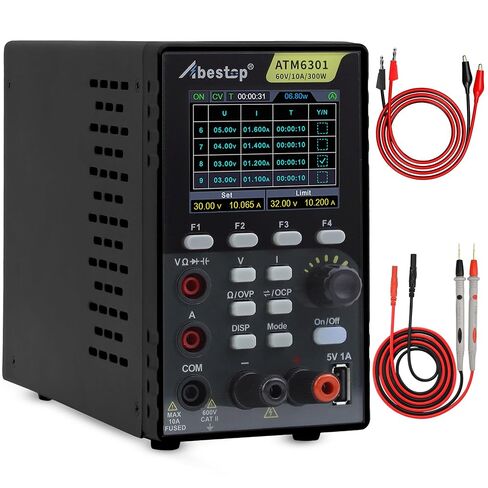 مصدر طاقة تيار مستمر Abestop ATM6301 60V 10A 300W قائمة دعم مصدر الطاقة المتغير إخراج تحرير الموجي مع 4 1/2 أرقام متعددة، اختبار الجهد الحالي 2 في 1 وظيفة in Kuwait