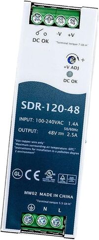 SDR-120-48 48V 2.5A 120W Industrial Switching Power Supply with Wide Input Voltage for Telecom/Industrial Equipment in Kuwait