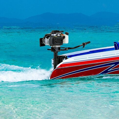 4 Stroke 4HP Jet Pump Outboard Motor, Heavy Duty Hangkai Fishing Boat Motor Engine, Air-cooling System & CDI Ignition System, Short Shaft, for Boats Kayak in Kuwait