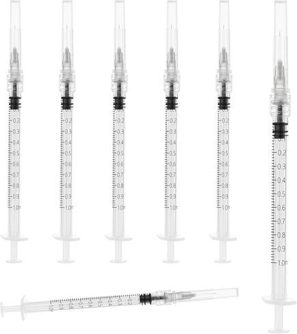 محاقن 1 مل بإبرة 27 جيجا 1/2 بوصة، حقنة قفل Luer 1cc للاستعمال مرة واحدة للمختبرات العلمية، مغلفة بشكل فردي، صندوق مكون من 100 قطعة in Kuwait