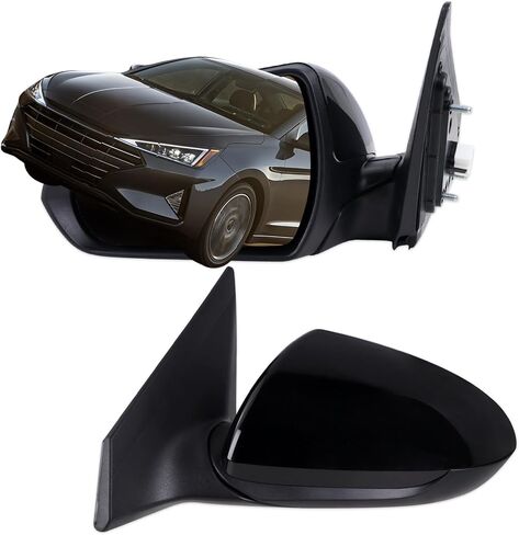 مرآة جانبية للركاب اليمنى متوافقة مع 2017 2018 2019 2020 Hyundai Elantra مع الزجاج القابل للطي اليدوي الأسود استبدال#87620F3050 (3pins) in Kuwait