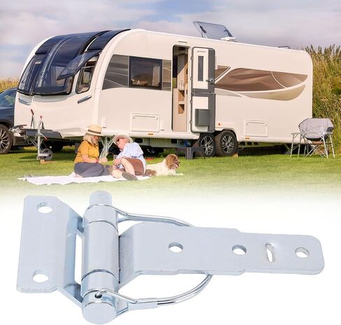 VINGVO D Type Removable Steel T Strap Hinges, Zinc Plated Trailer Door Hinges, Suitable for Trailers, Trucks, Caravans in Kuwait