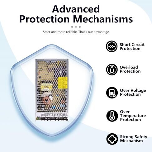 LRS-200-12 12V 17A 200W مصدر طاقة صناعي مع إدخال 85-264VAC، وحماية من التحميل الزائد لأنظمة التشغيل الآلي والمعدات الإلكترونية in Kuwait