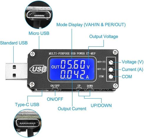 وحدة تنظيم الطاقة KEAcvise DC-DC CNC USB Boost/Buck، محول قابل للتعديل 3.5 فولت-12 فولت إلى 1.0 فولت-24 فولت مع الفولتميتر الرقمي واختبار البطارية، طاقة 2-3 وات in Kuwait
