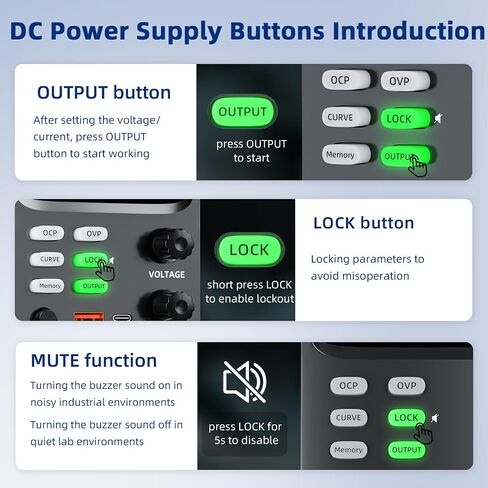 NICE-POWER DC مزود طاقة متغير 30V 10A، 300W 5 أرقام TFT عرض 0.01mA 0.1mV مزدوج منحنى مقعد إمدادات الطاقة OCP / OVP وظيفة التخزين إمدادات الطاقة مناسبة لحساب استهلاك الطاقة in Kuwait