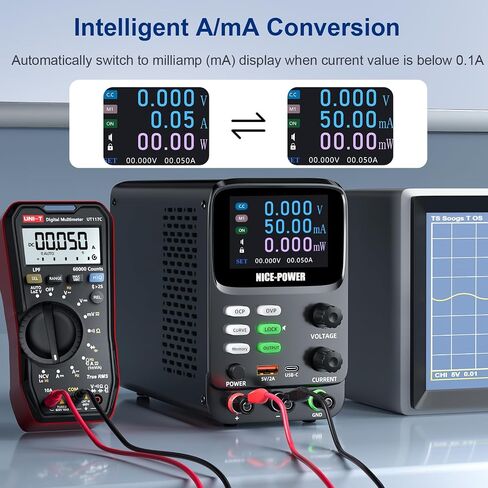 NICE-POWER DC مزود طاقة متغير 30V 10A، 300W 5 أرقام TFT عرض 0.01mA 0.1mV مزدوج منحنى مقعد إمدادات الطاقة OCP / OVP وظيفة التخزين إمدادات الطاقة مناسبة لحساب استهلاك الطاقة in Kuwait