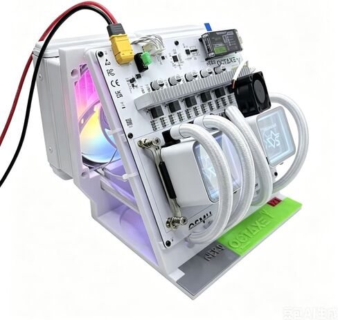 Latest Upgrade Nerd Octaxe Hydro Rev3.1 12T with 5 Capacitors Mean Well PSU NerdOCTaxe BTC Solo Miner NerdOctaxeY 12T Water-Cooled White in Kuwait
